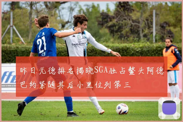 昨日无德排名揭晓SGA独占鳌头阿德巴约紧随其后小里位列第三